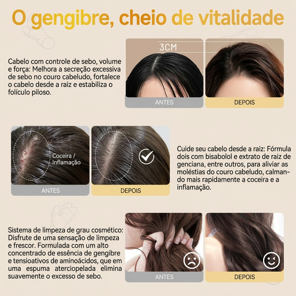 QUARXERY Shampoo Ginger para limpeza profunda, equilíbrio do controle de oleosidade e crescimento capilar