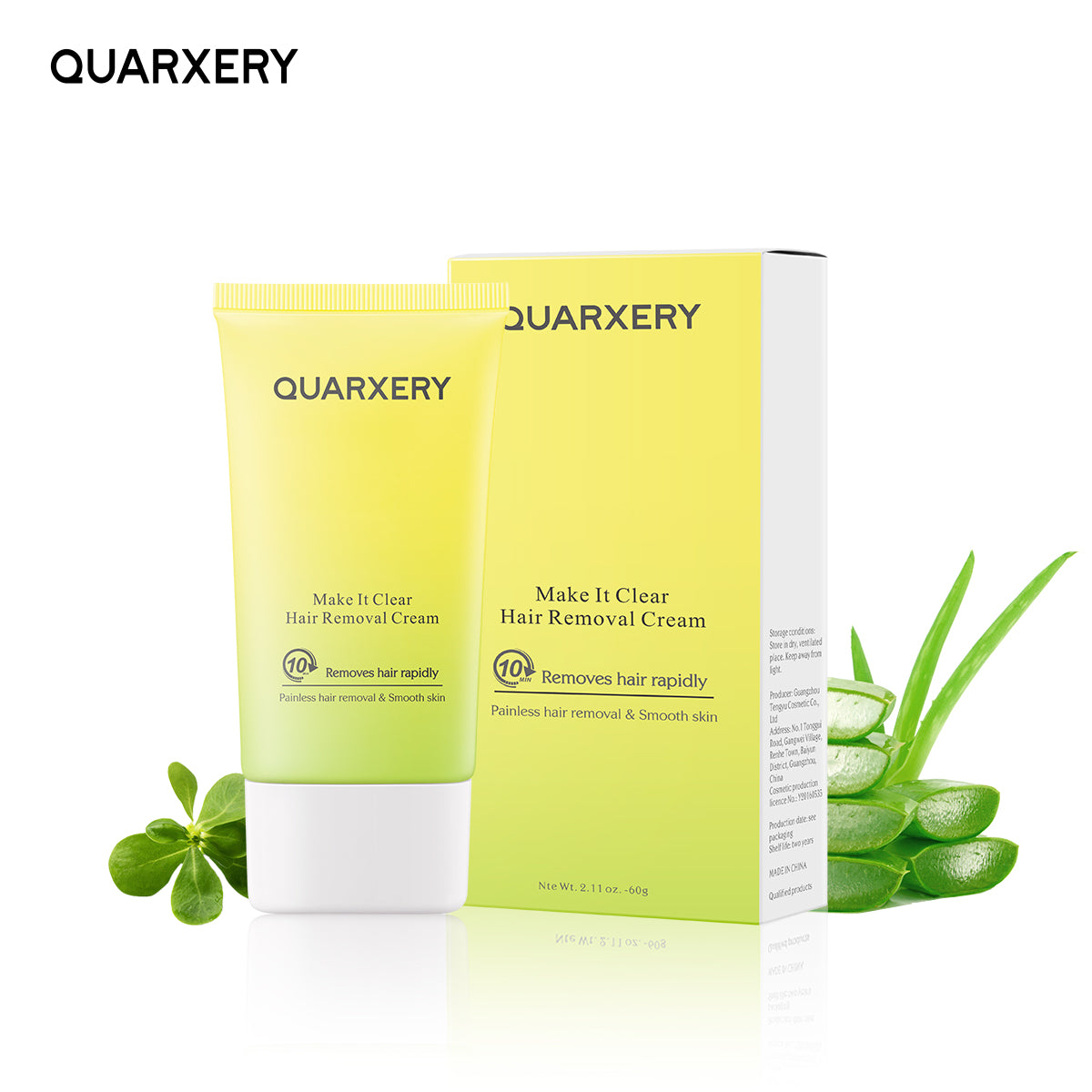 Creme para Remoção de Cabelo QUARXERY para Mulheres e Homens Gel Indolor para Remoção de Cabelo Lotion para Remoção de Cabelo Indesejado Apto para Todos os Tipos de Pele 60ml / 2.11oz
